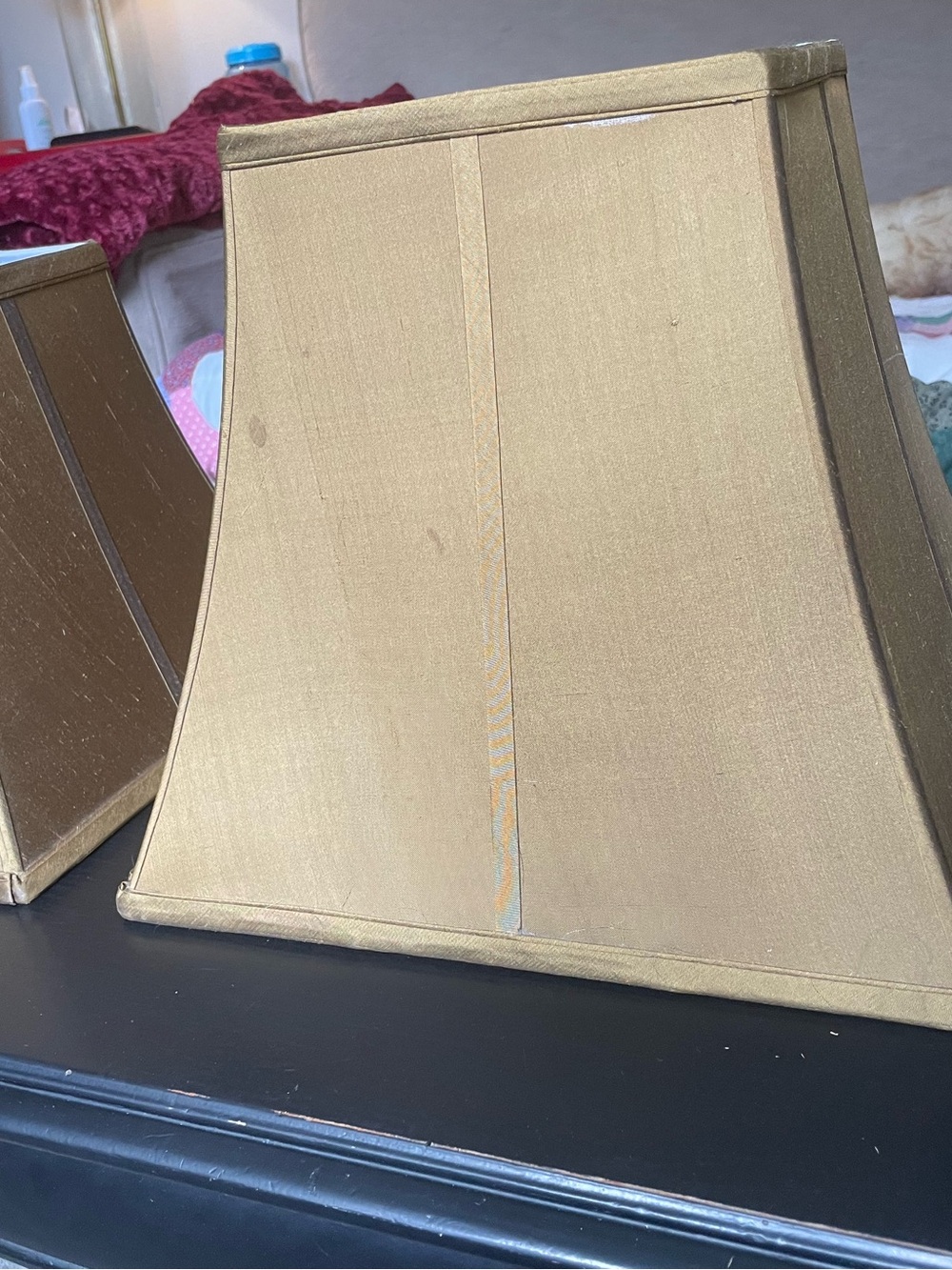 Pottery Barn Gold Tapered Rectangular Pair of Lamp Shades